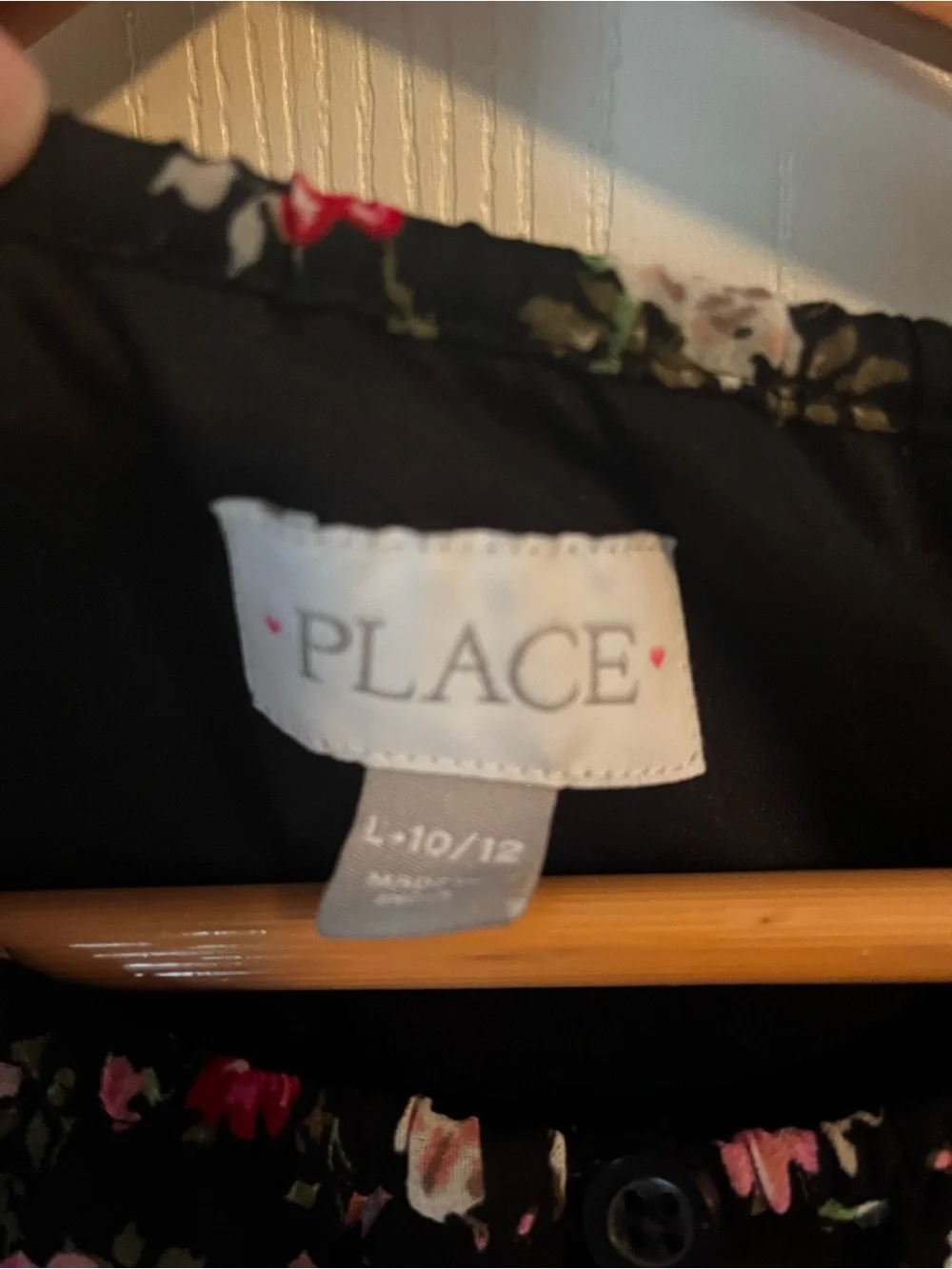 The Children’s Place Girls Black Floral Dress w Red Pink White Flowers Size 10